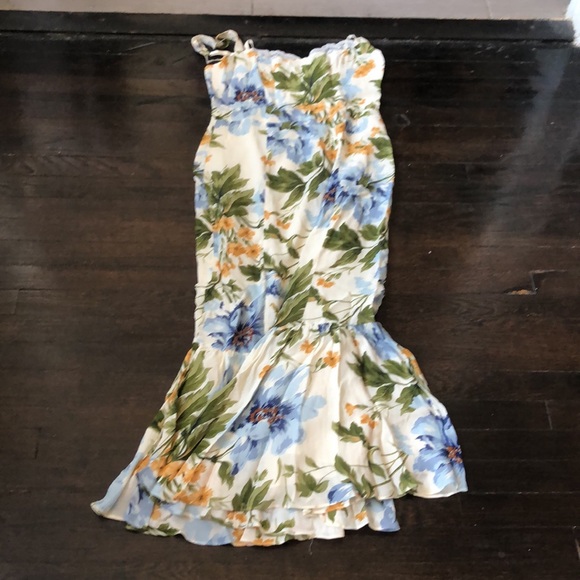 Reformation Irisa floral romantic soft lined midi dress lace trim size 12 NWT - Picture 6 of 11